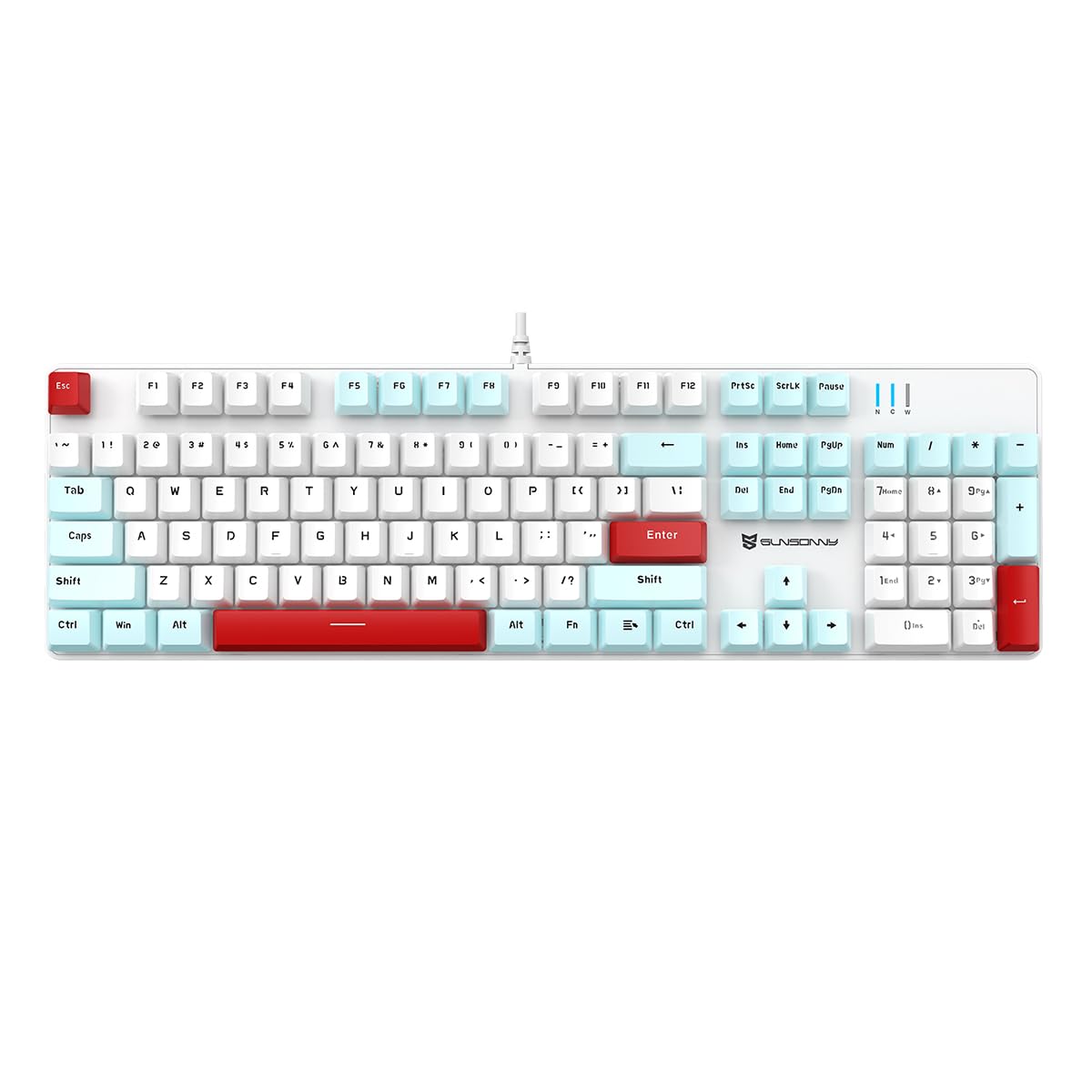 【色: 茶軸-ホワイト】Merdia メカニカル式ゲーミングキーボード 全104 Amazon.co.jp: Merdia メカニカル式ゲーミングキーボード 全104
